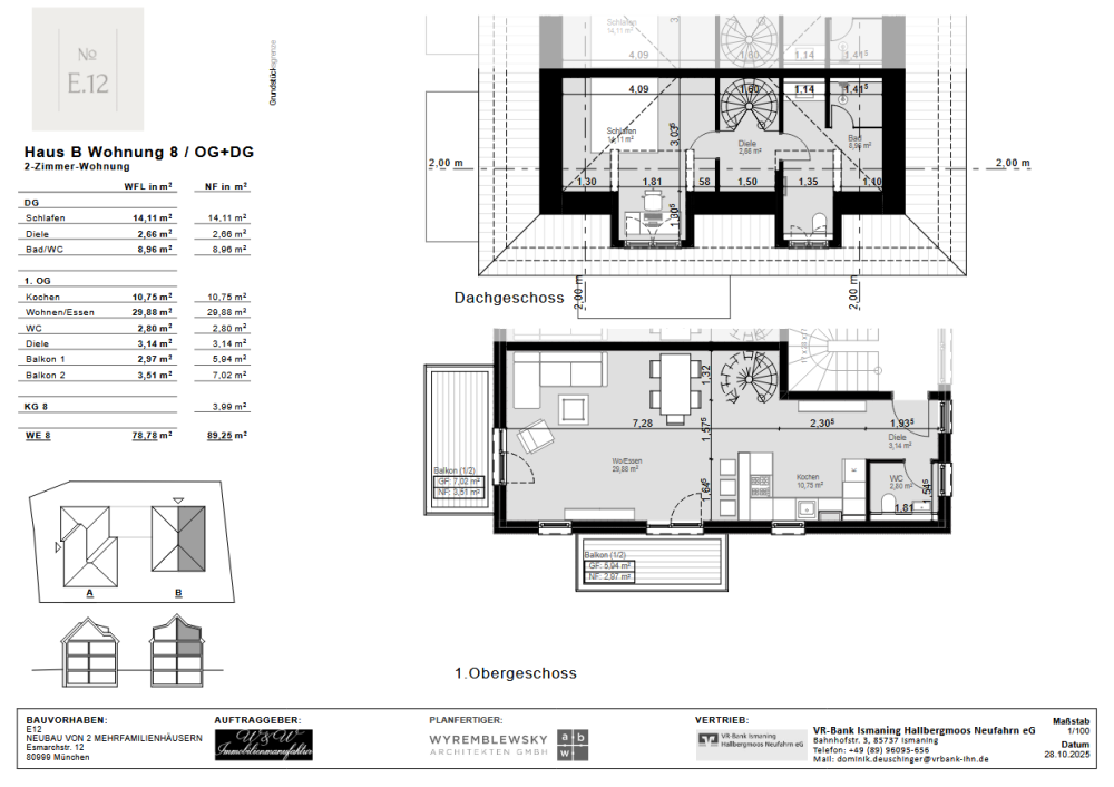 Exklusiver Neubau, zwei villenartige, moderne Häuser mit jeweils 4 Wohnungen in Untermenzing