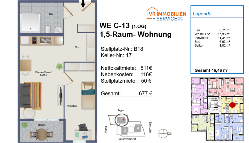 Wohnanlage Schlossblick
Barrierearme 1,5 Raum Wohnung in Meiningen zu vermieten!