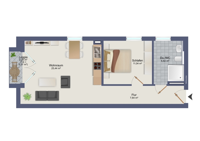 moderne 2-Zimmer-Wohnung - NEUBAU
ideal für Pendler, Singles oder Paare