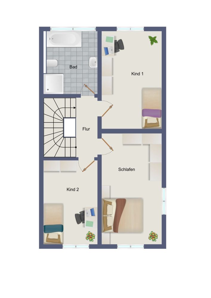 Der Grundriss im Obergeschoss