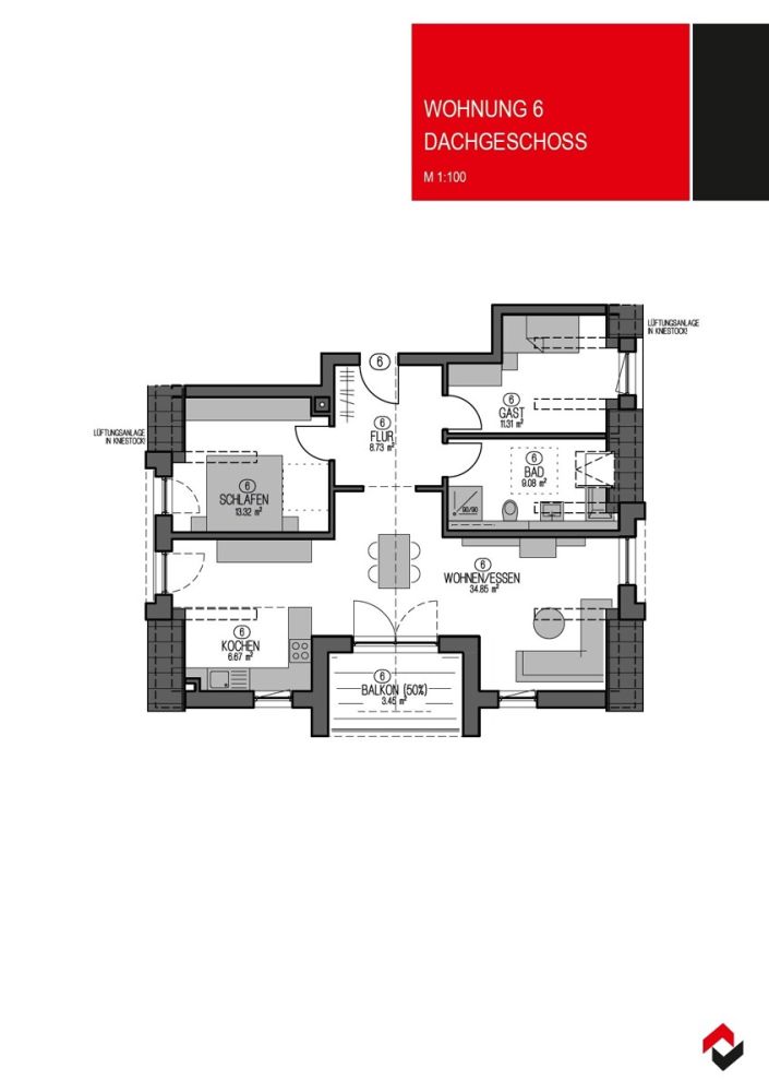Grundriss Wohnung 6 DG