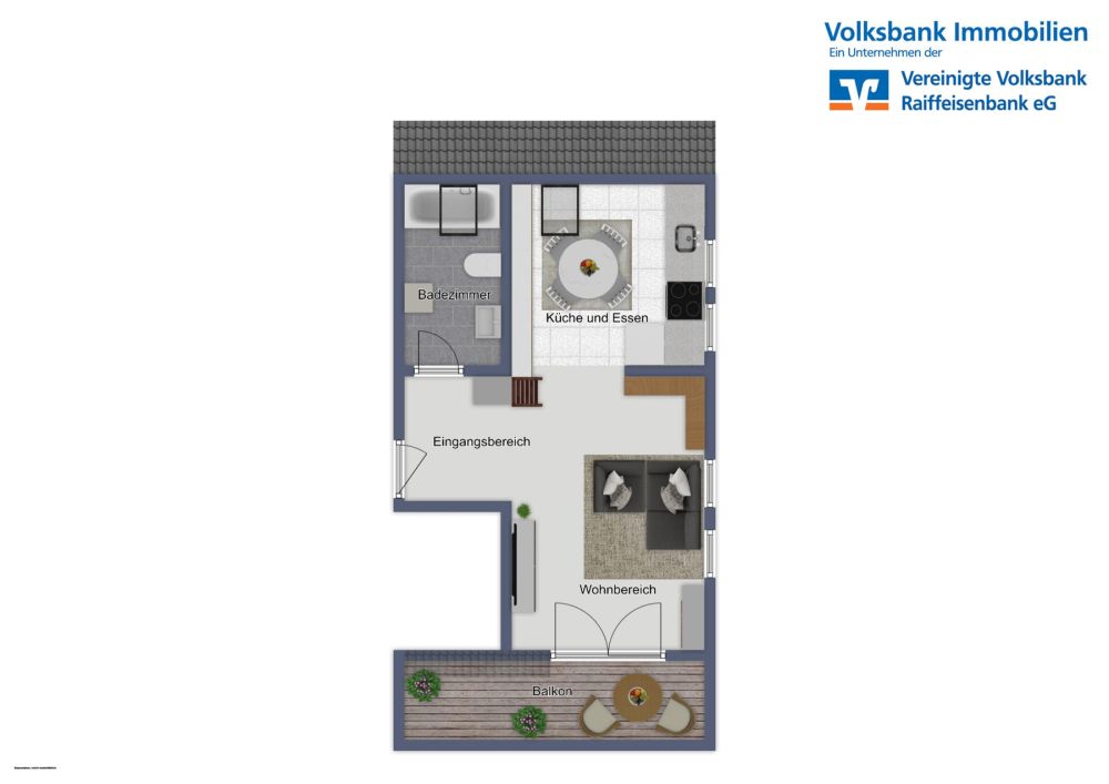 Frei ab 01.12.2025: Lichtdurchflutete 1-Zimmer-DG-Wohnung mit Balkon und TG-Stellpl. in Nieder-Roden