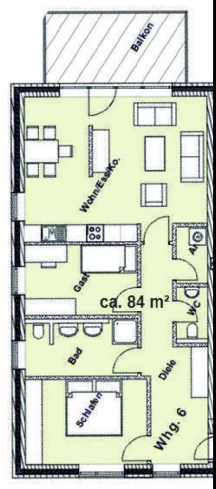 stadtnahe 3-Zimmer Mietwohnung 
mit Küche und Stellplatz
im Zentrum von Rheine! (11)