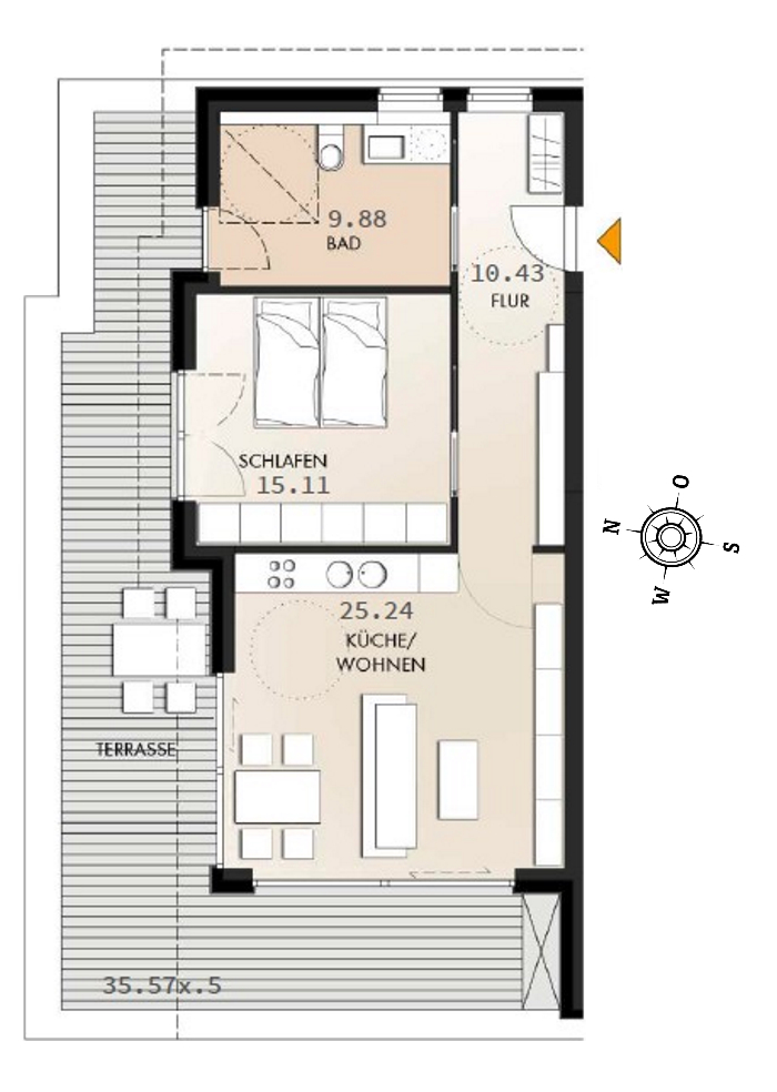 Exklusive 2-Zimmer Neubau-Penthousewohnung mit Dachterrasse in zentraler Lage von Varel nahe Dangast
