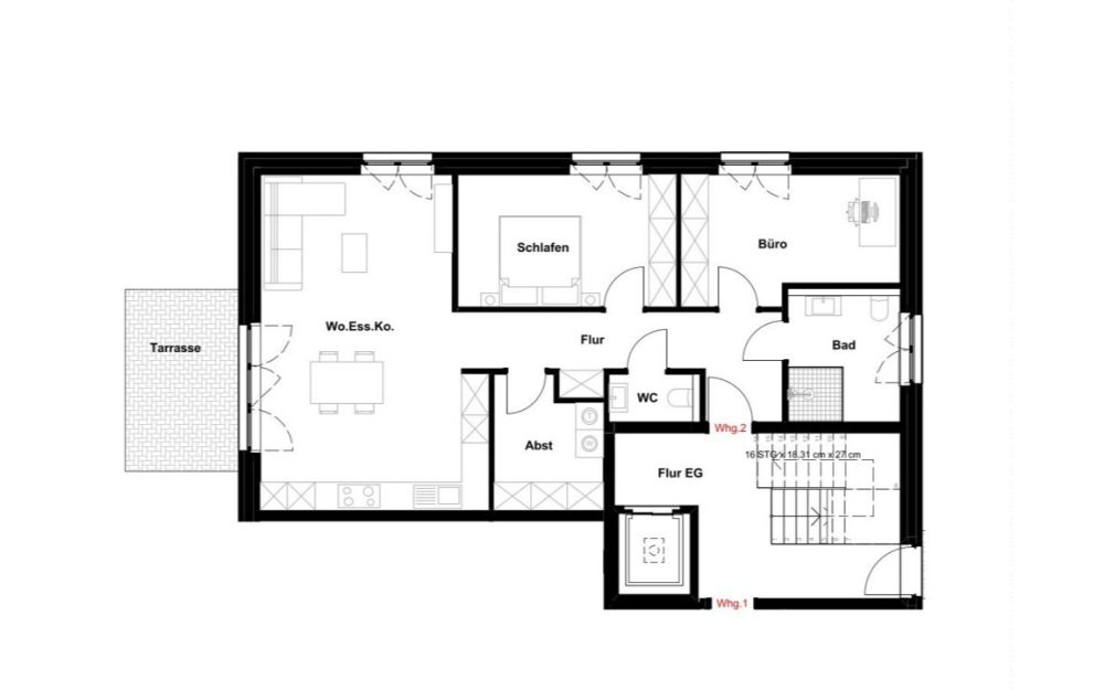 Mit Garten und 2 Stellplätzen!
hochwertige 3-Zimmer Mietwohnung
in zentraler Lage von Rheine! (11)