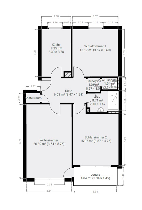 Top modernisierte 3-Zimmer-Wohnung mit Loggia