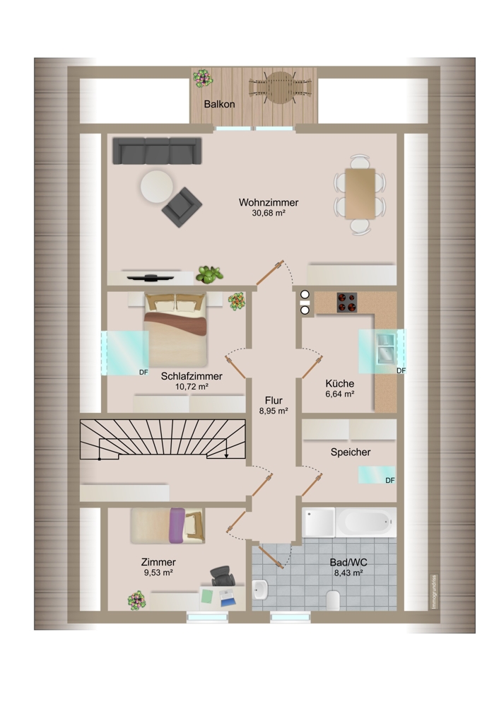 Helle 3,5-Zimmer-Dachgeschosswohnung mit schönem Balkon