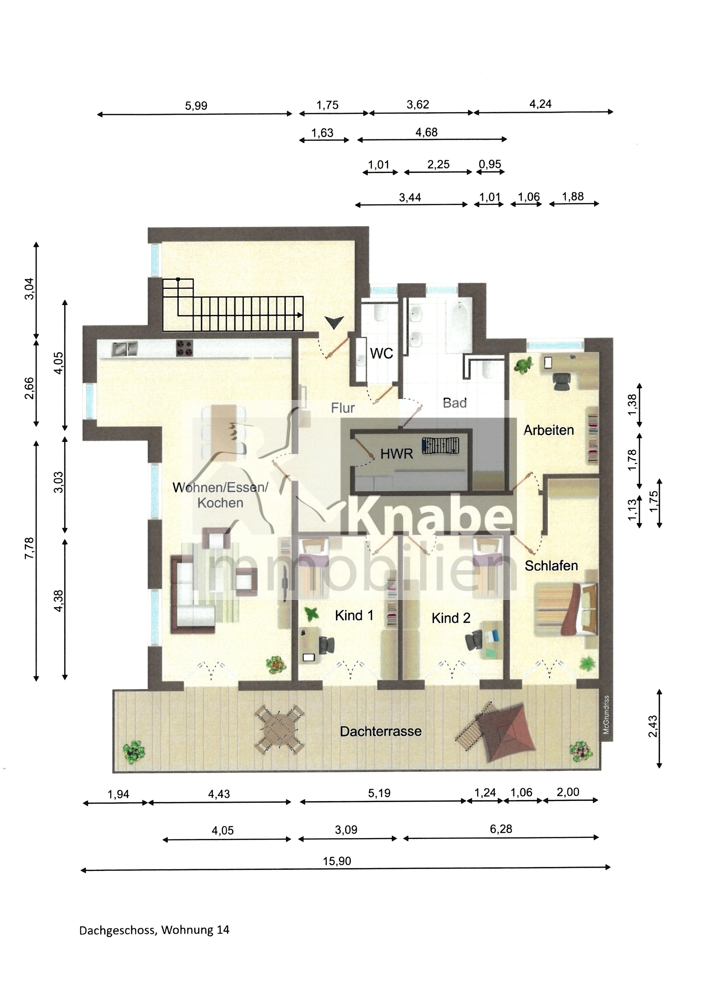 Grundriss WE 14, 2. OG (DG)