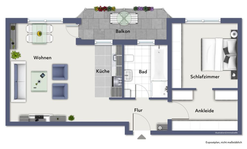 Schöne zwei Zimmer  Eigentumswohnung in Mörfelden-Walldorf - 1. Obergeschoss