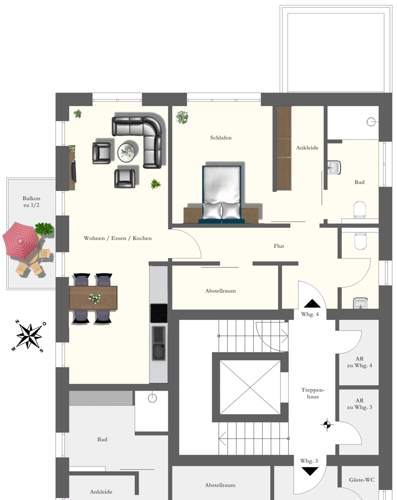 Absolut neuwertige OG-Wohnung (KfW-55) mit Balkon und weiteren Extras in ruhiger Lage von Bad Zw'ahn