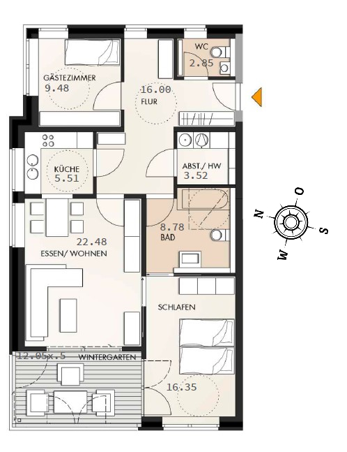 Stilvolle 3-Zimmer-Neubau-Wohnung im OG mit Wintergarten in zentraler Lage von Varel nahe Dangast
