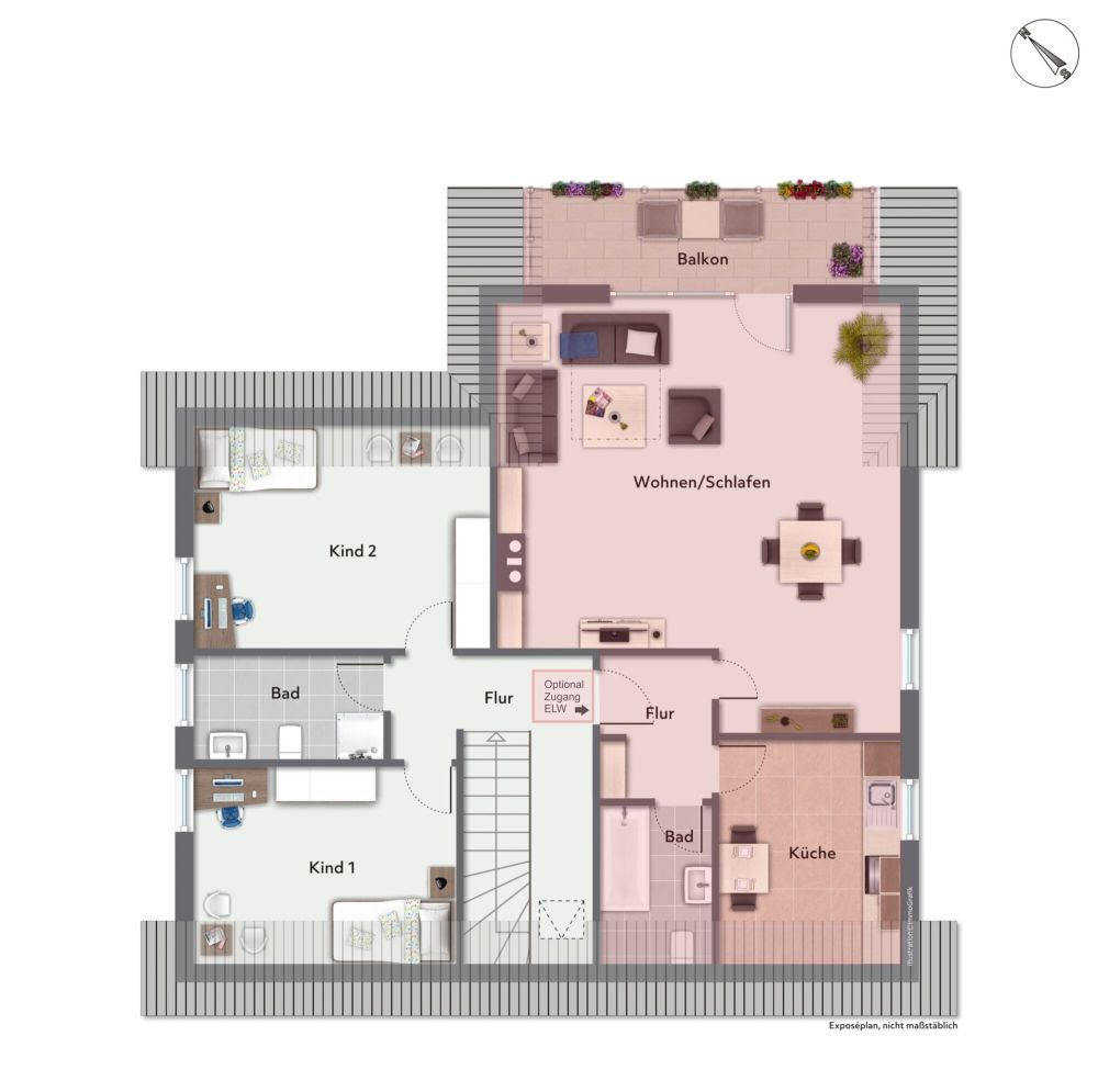 Grundriss immoGrafik DG mit ELW