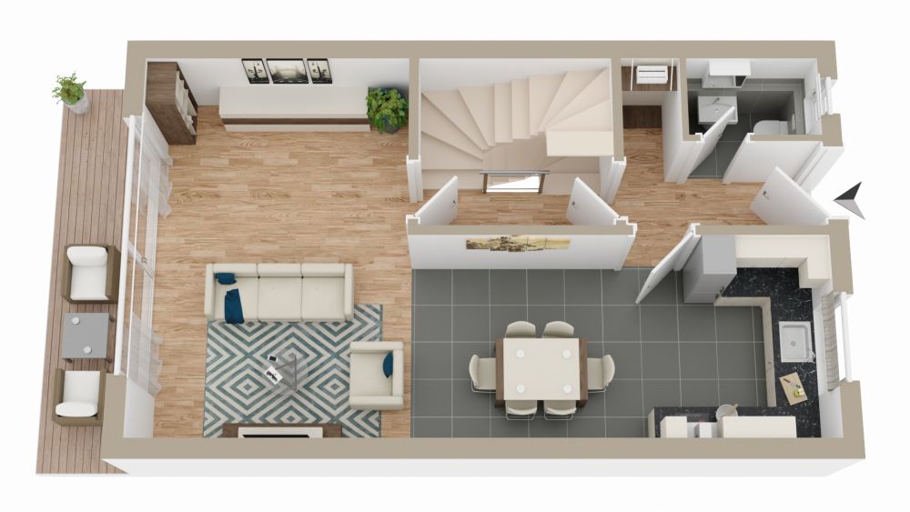 Der Grundriss im Erdgeschoss