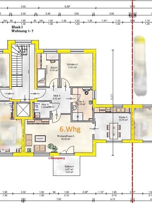 Grundriss 2.OG mit Bemaßung