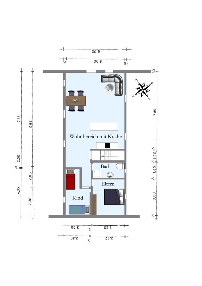 Attraktive und möblierte 3-Zimmer-Ferienwohnung, Nähe Nordsee in ländlicher Lage direkt am Jadebusen