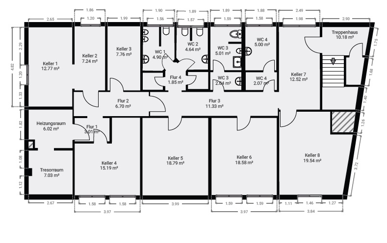 Vielseitiges Gewerbeobjekt mit zwei Ladeneinheiten, großzügiger Nutzfläche und PKW-Stellplätzen