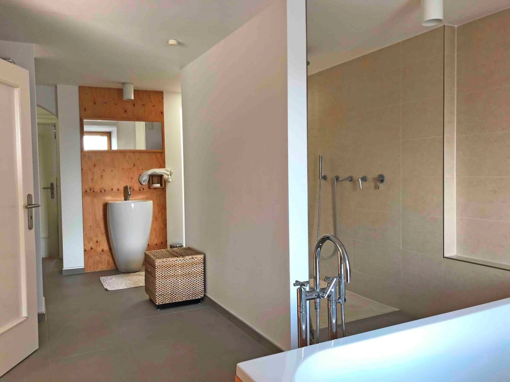 tagesbelichtetes Komfort-Bad mit walk-in-Dusche