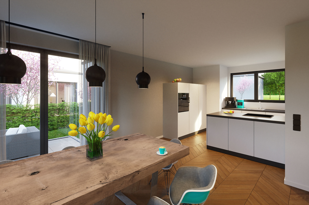 NEUBAU: CHARMANTE DOPPELHAUSHÄLFTE IN RUHIGER LAGE 
VON MÜNCHEN-ALLACH