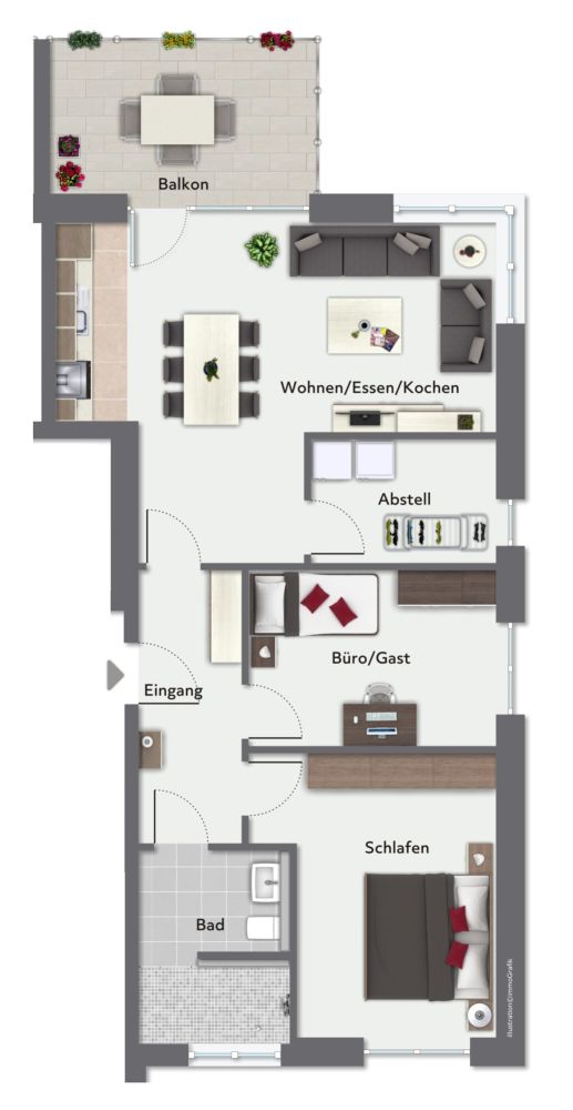 Grundriss Whg. 3 - nicht maßstabsgerecht