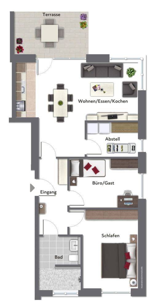Grundriss Whg. 1 - nicht maßstabsgerecht