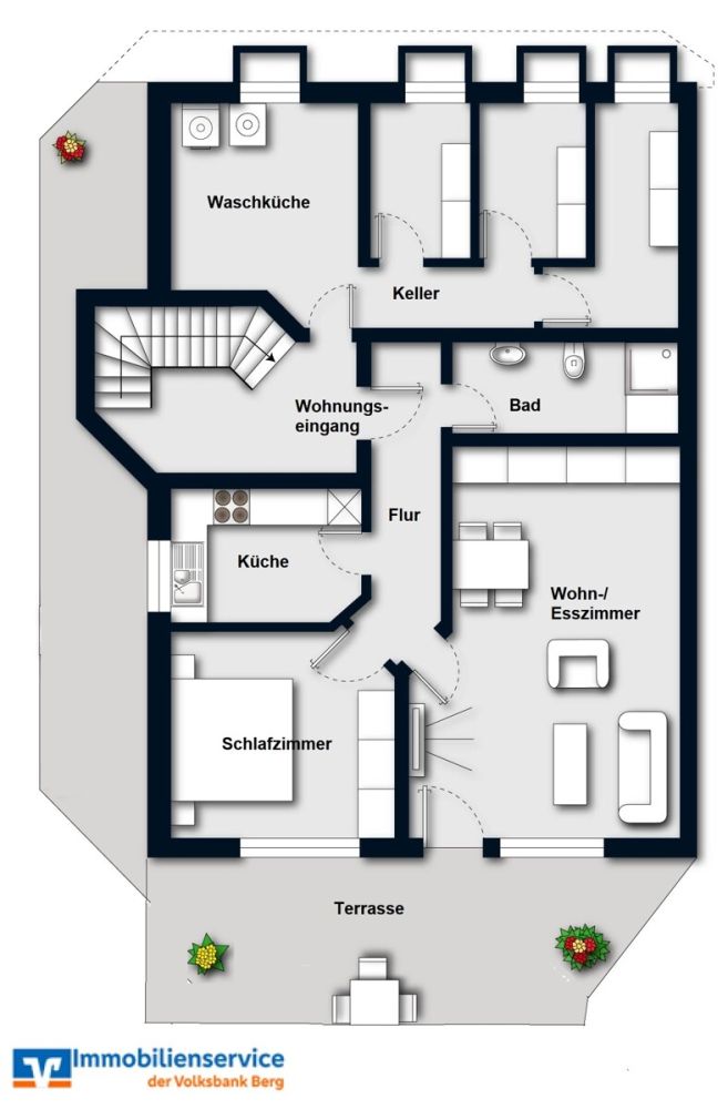 Attraktive 2-Zimmer Wohnung mit Terrasse in Zentrumsnähe von Wiehl