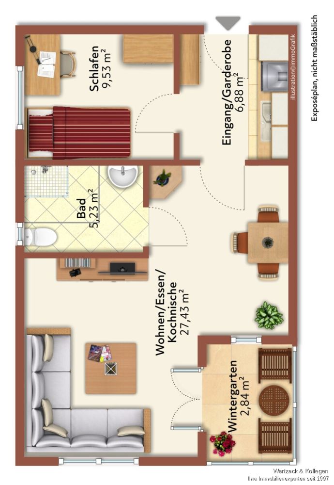 2-Zimmer-Wohnung 
mit ca. 52 m² Wohnfläche 
im betreuten Wohnen in Schwabach