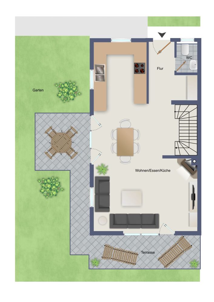 2D Grundriss des Erdgeschosses