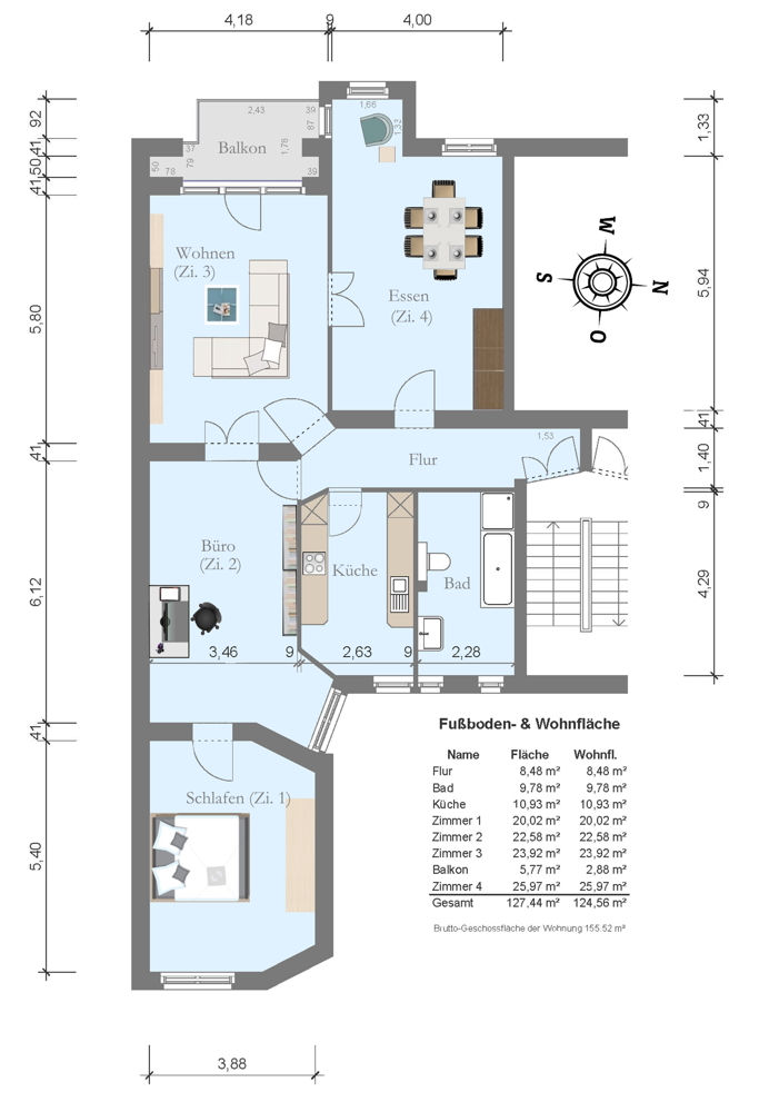 Grundriss der Wohnung