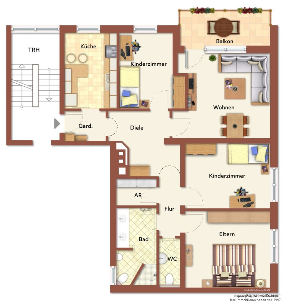 Renovierte 4-Zimmer-Wohnung 
mit 94 m² Wohnfläche, 
Balkon, Einbauküche & TG-Stellplatz