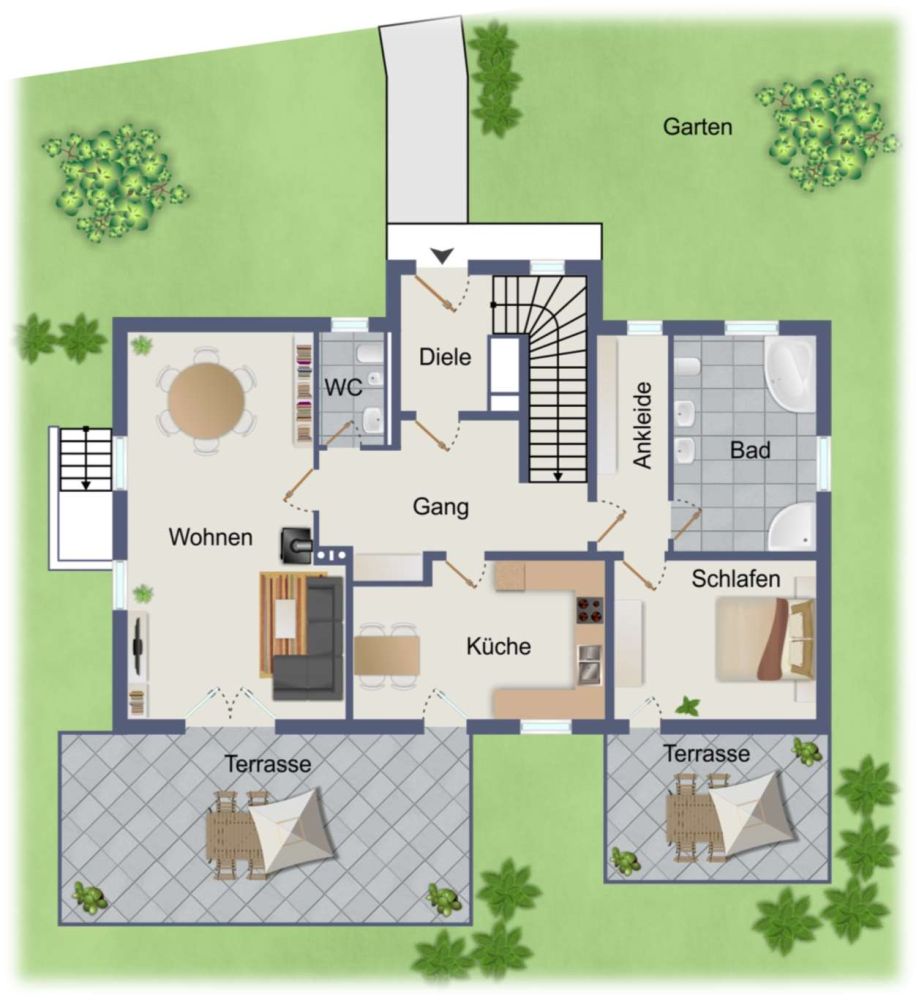 Modernes Mehrfamilienhaus mit Wohn- und Gewerbenutzung
