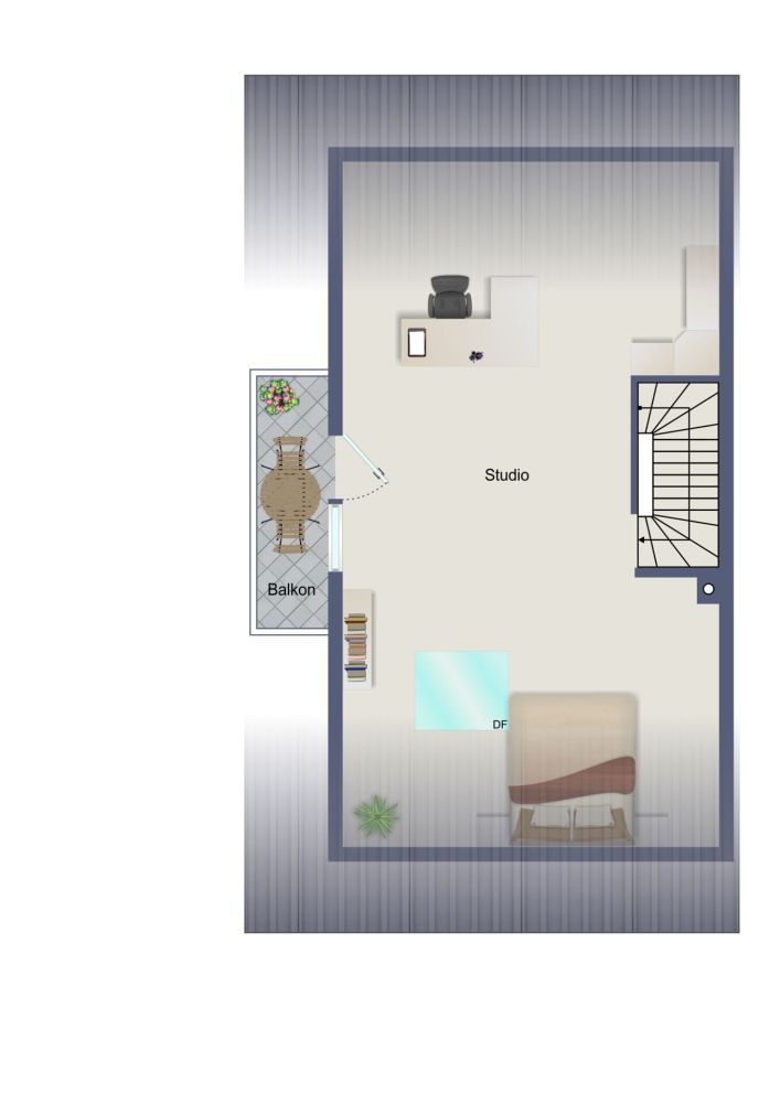 2D Grundriss des Dachgeschosses