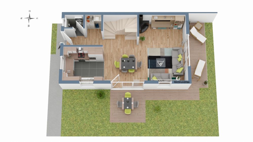 3D Grundriss des Erdgeschosses