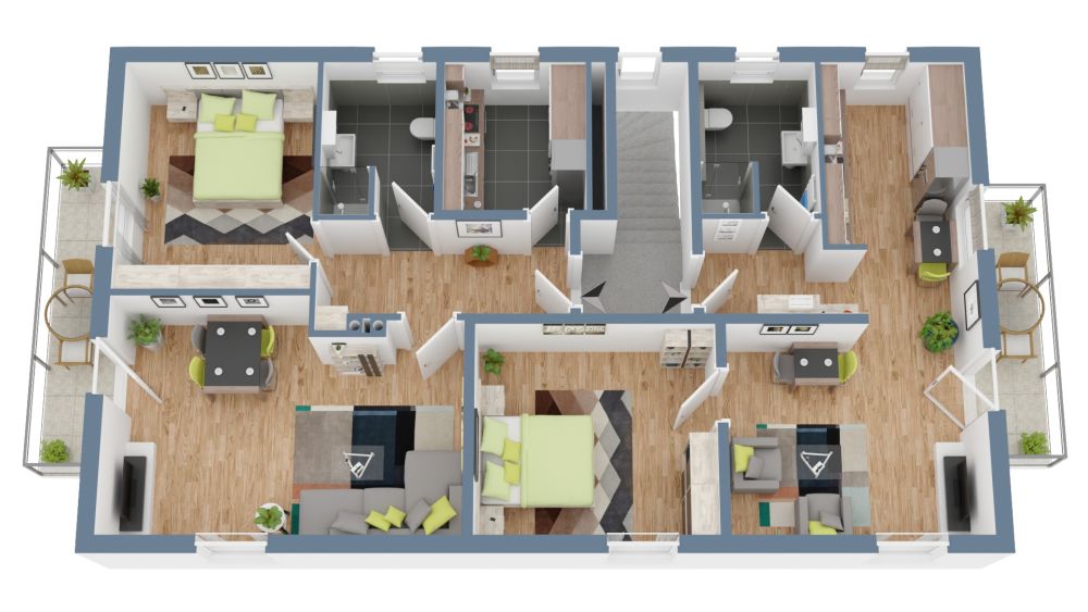 Modernes Mehrfamilienhaus mit Wohn- und Gewerbenutzung