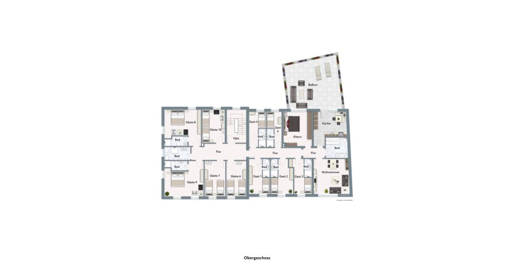 Grundriss Wohnung und Hotelzimmer
