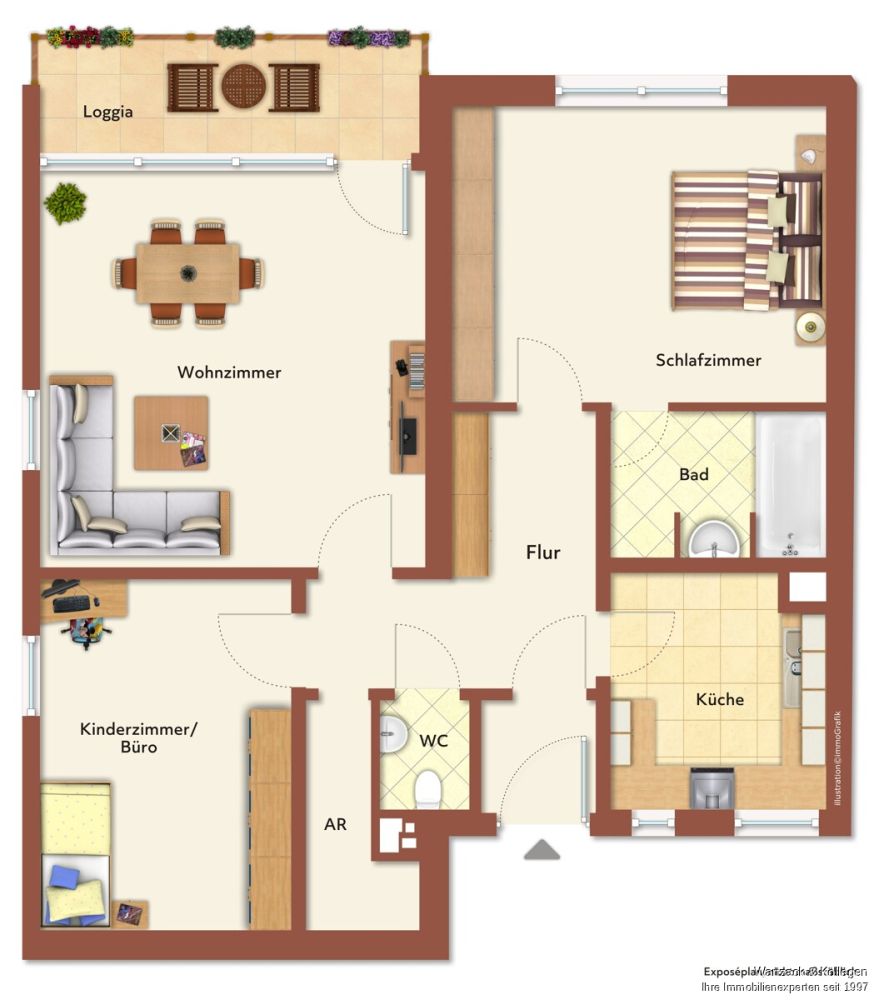 Über den Dächern von Schwaig - 3-Zimmer-Wohnung mit Ausblick, Balkon, Einbauküche und Garage