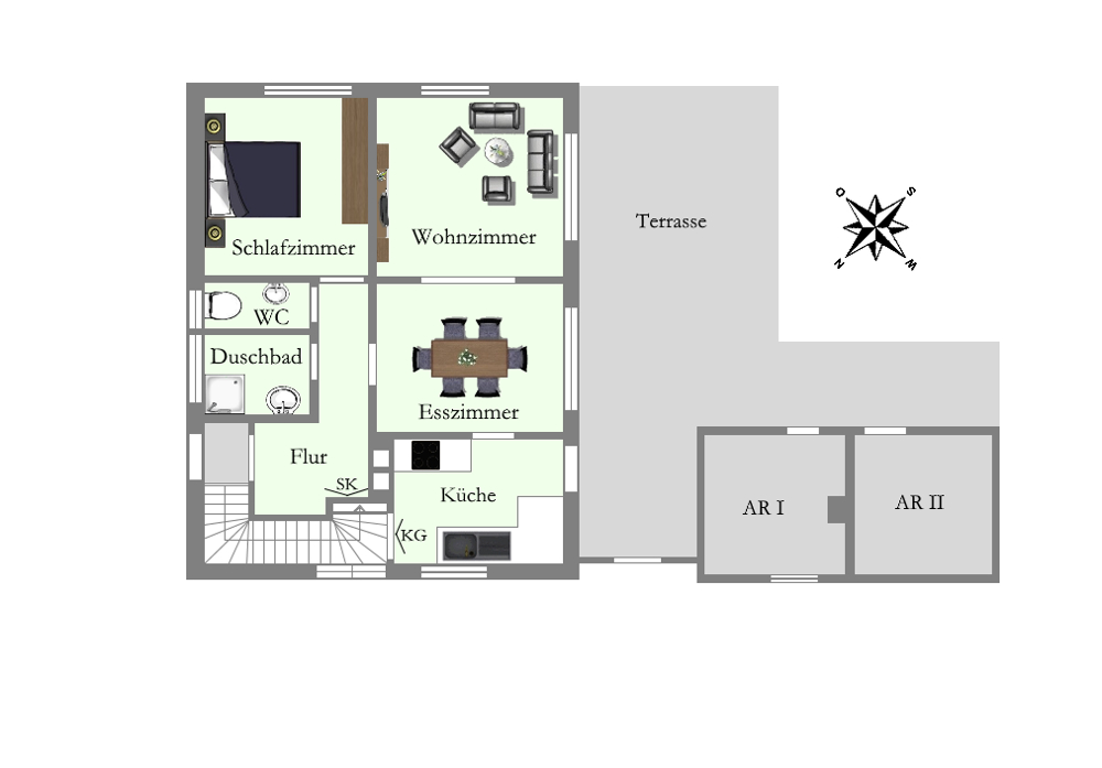 Vermietetes und teilw. modernisierungsb. ZFH mit Gartenbereich in zentraler Lage von Bad Zwischenahn