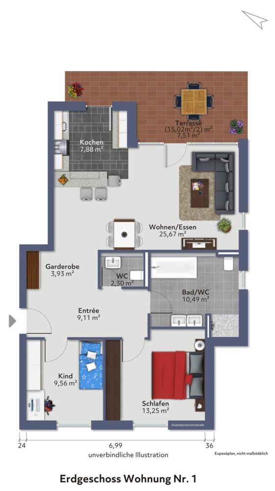 Großzügige barrierefreie Neubau-Wohnung mit Terrasse