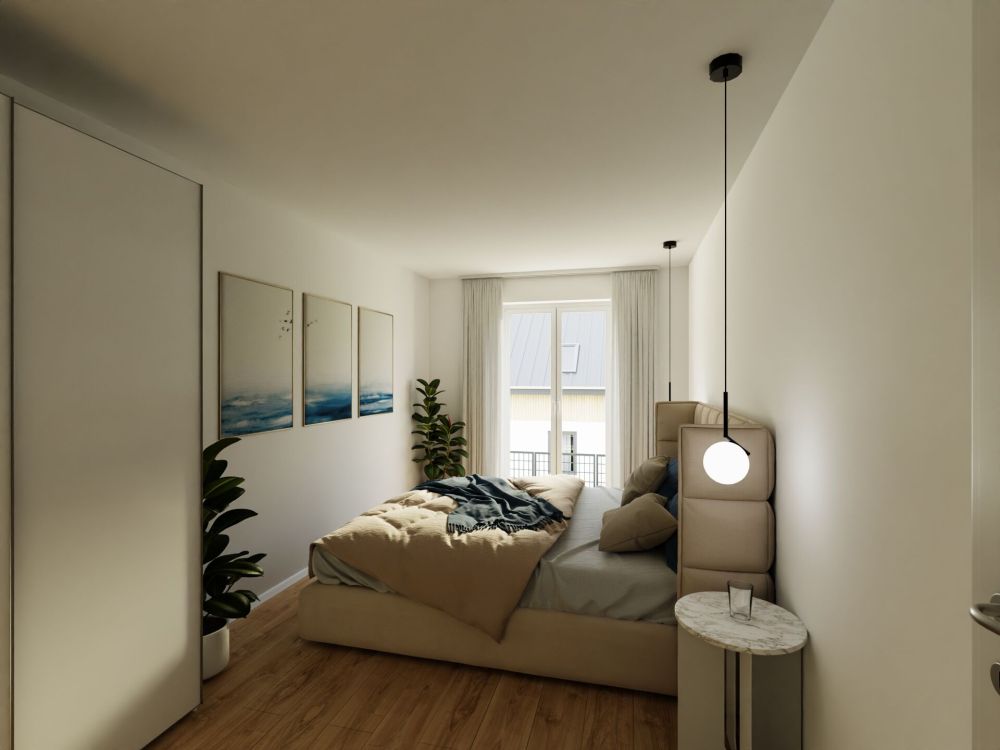 Das großzügige Schlafzimmer