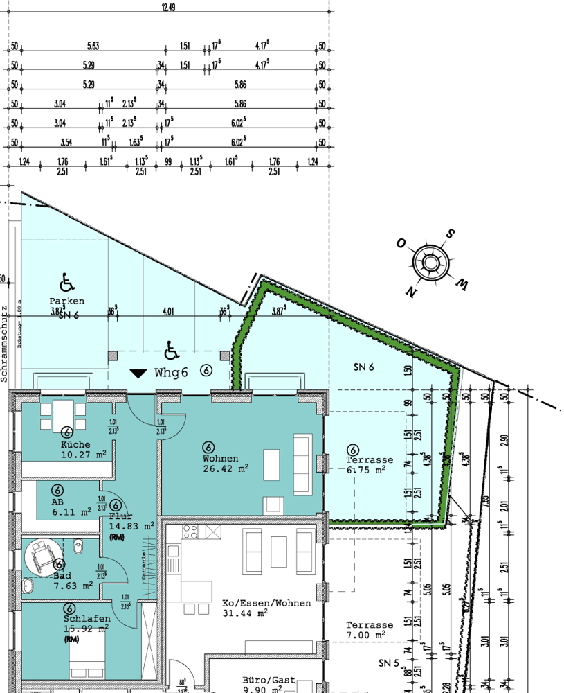 Rollstuhlgerechte 2-Zimmer-Wohnung mit Terr., Gartenanteil & Stellplatz in Zentrum von Bad Zw'ahn