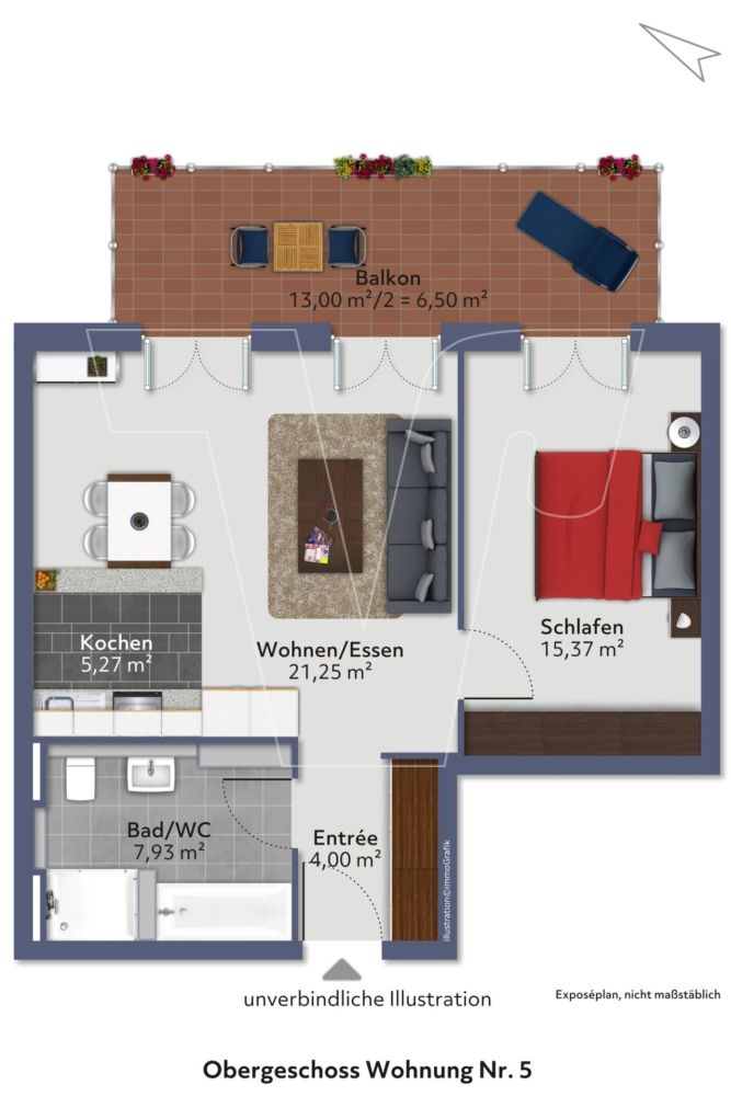 Praktische 2 Zimmerwohnung mit Balkon