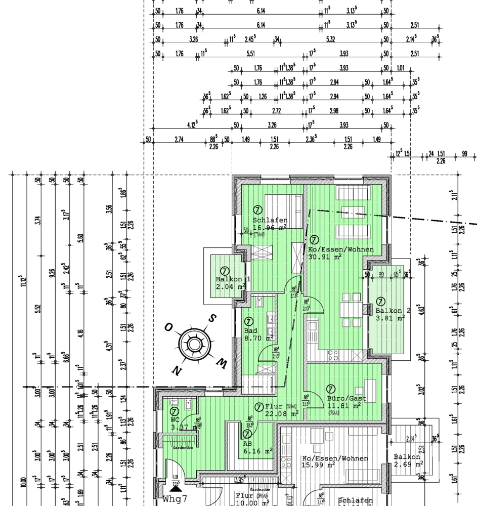 3-Zimmer-Neubauwohnung mit zwei Balkonen, Aufzug und zwei TG-Stellplätzen im Zentrum von Bad Zw'ahn