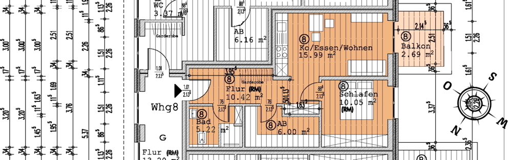 2-Zimmer-Neubauwohnung im 1. OG mit Balkon, Aufzug  und TG-Stellplatz im Zentrum von Bad Zwischenahn