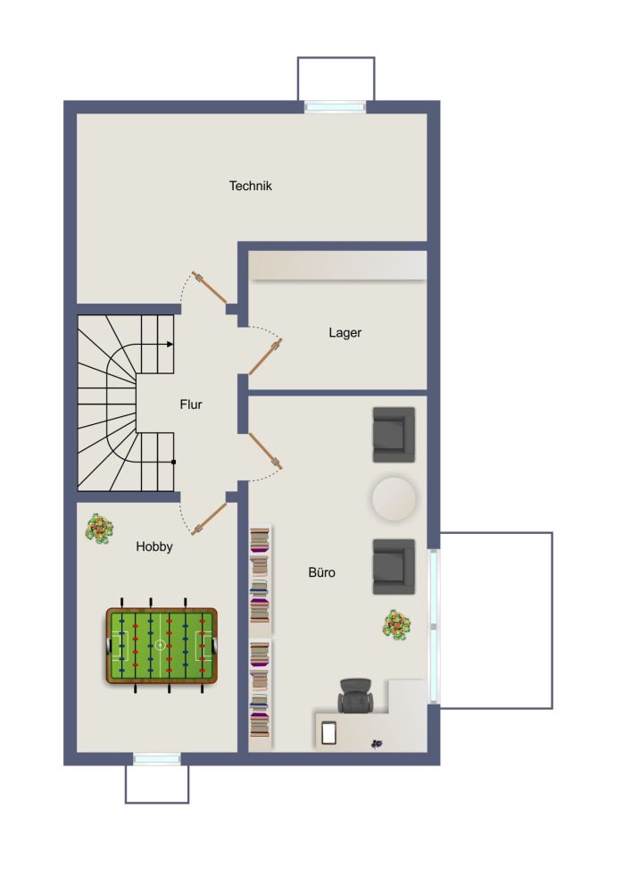 Der Grundriss im Untergeschoss