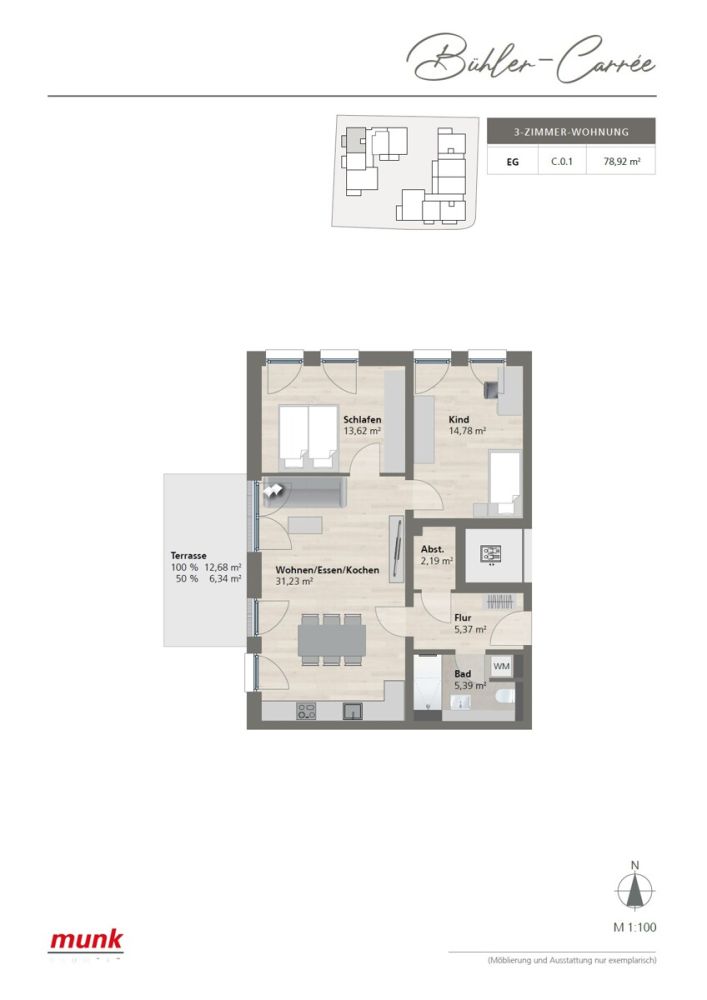 Grundriss EG C.0.1 - 3 Zimmer