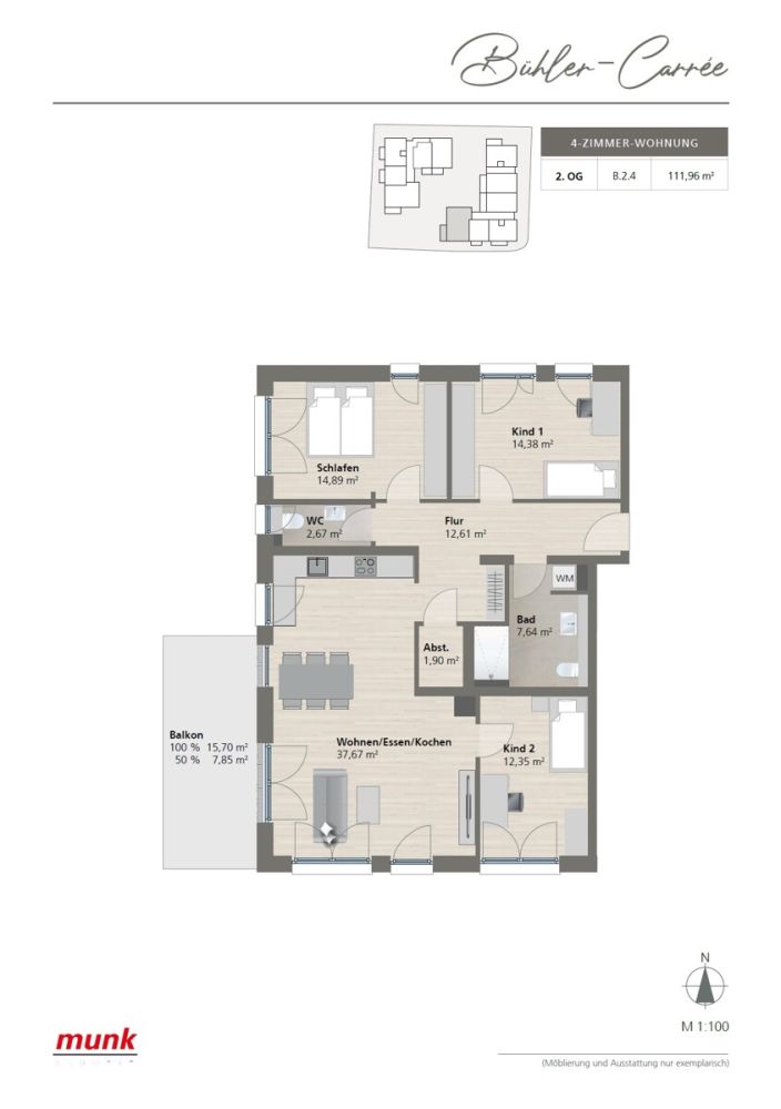 Grundriss 2.OG B.2.4 - 4 Zimmer