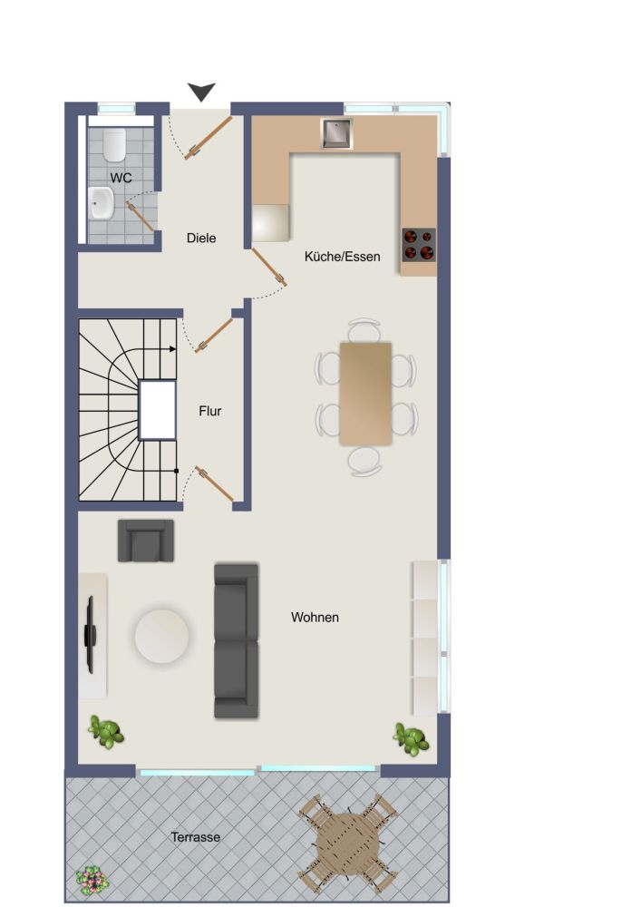 Der Grundriss im Erdgeschoss