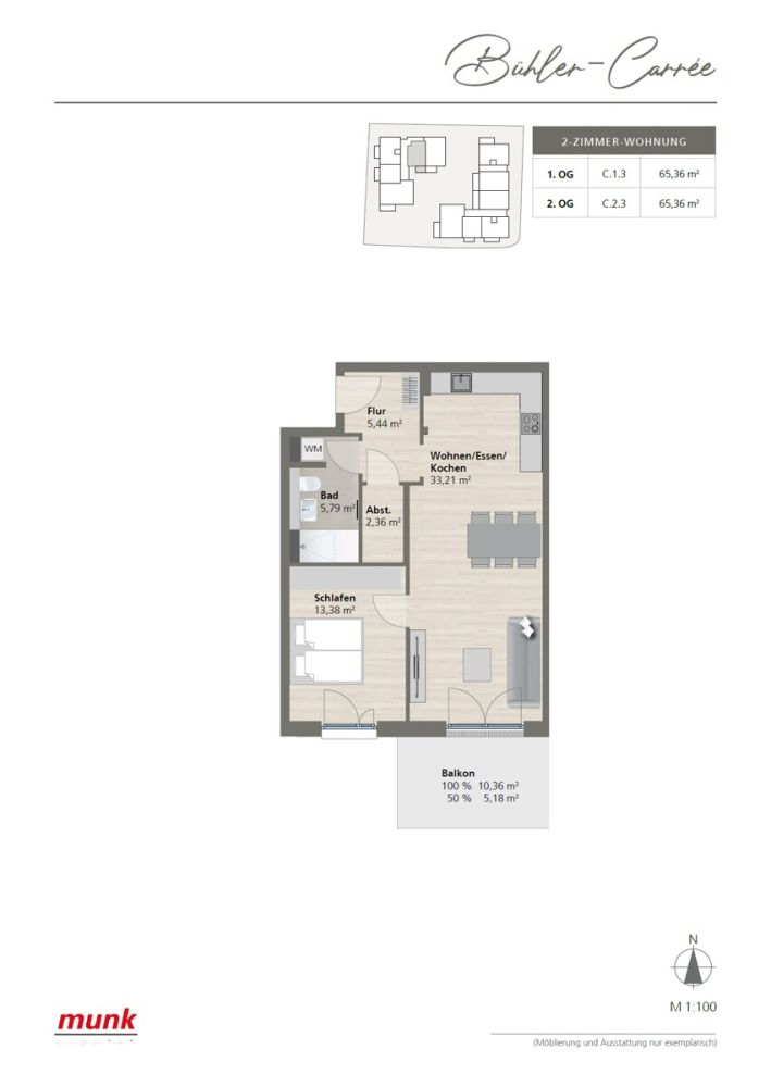 Grundriss 1.OG C.1.3 - 2 Zimmer