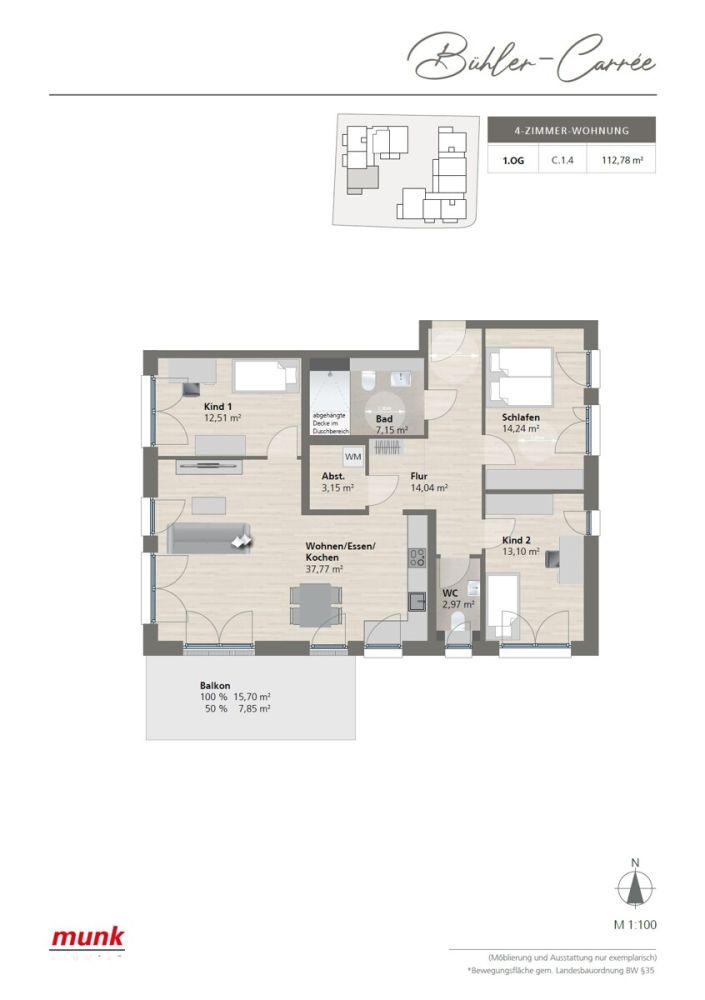 Grundriss 1.OG C.1.4 - 4 Zimmer