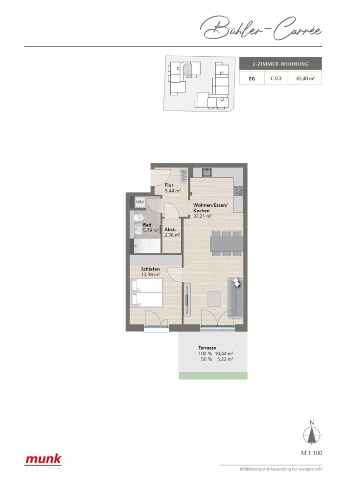 Grundriss EG C.0.3 - 2 Zimmer