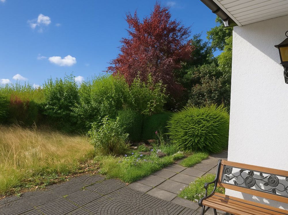 Große Terrasse mit Gartenanteil